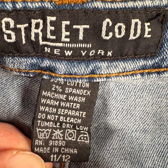 VTG Street Code NYC Y2K Denim Maxi Skirt Animal Print Pleated Hem 11/12 - Picture 3 of 7